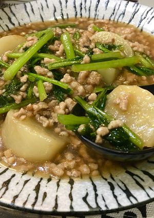 コク旨♡カブと挽き肉のとろ〜り餡かけ-レシピのメイン写真