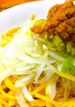 山わさびの醤油漬けのせ和風冷製パスタ-レシピのメイン写真