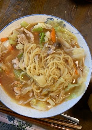 お一人様味噌ラーメンスープパスタ風隠し味-レシピのメイン写真
