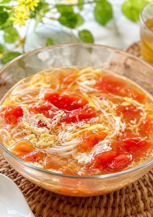 夏バテにも⭐︎トマトと卵の酸辣湯そうめん-レシピのメイン写真