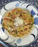 パンチェッタとキャベツのトマトパスタ