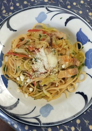 パンチェッタとキャベツのトマトパスタ-レシピのメイン写真
