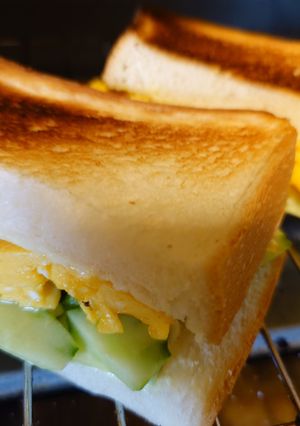 朝食に! きゅうりと卵のからしマヨサンド-レシピのメイン写真
