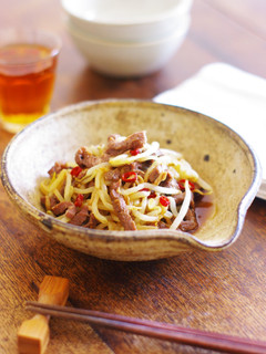 レンジdeラム肉ともやしのペペロンチーノ-レシピのメイン写真