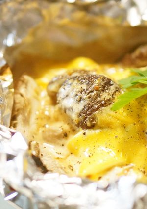 ささみと椎茸の味噌マヨチーズホイル焼き-レシピのメイン写真