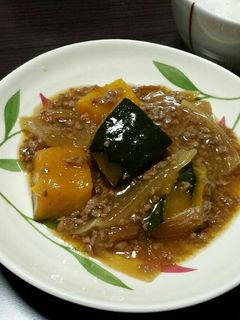 ひき肉とかぼちゃの煮物-レシピのメイン写真