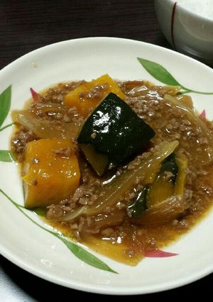 ひき肉とかぼちゃの煮物-レシピのメイン写真