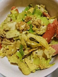 キャベツとウインナーのカレーマヨ炒め-レシピのメイン写真