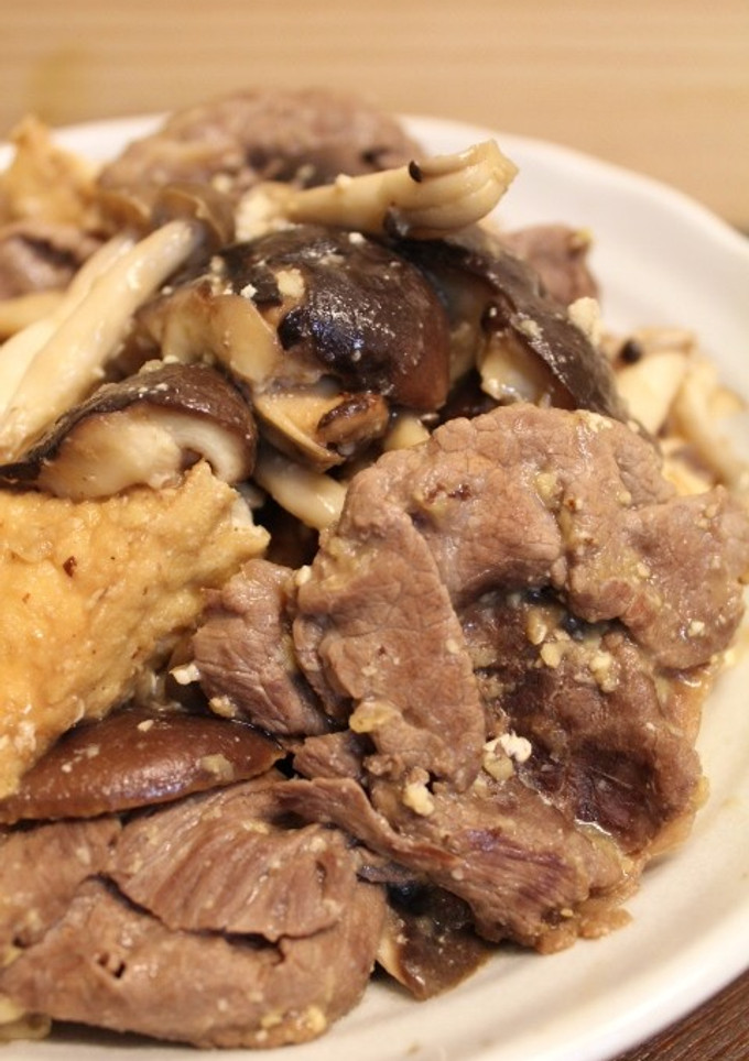 牛肉しめじ生しいたけ厚揚げの練りみそ炒め-レシピのメイン写真