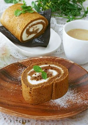 カフェオレの♥チーズクリームロールケーキ-レシピのメイン写真