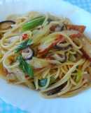 和風！ネギとさつまあげのピリ辛パスタ♪