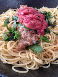 ランチに。簡単!大葉、梅納豆パスタ-レシピのメイン写真