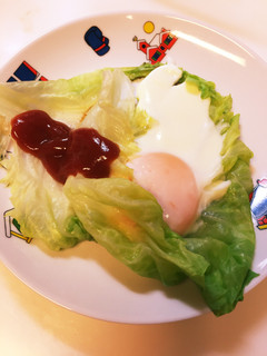超ズボラ!かんたん目玉焼きレタスのお皿-レシピのメイン写真