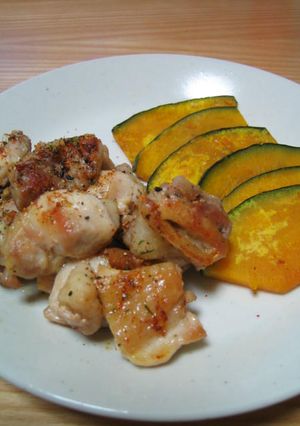 かぼちゃと鶏もも肉のガーリックソテー-レシピのメイン写真