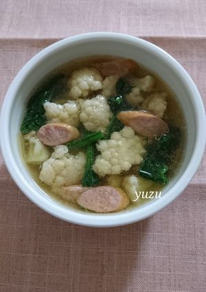 カリフラワー&ほうれん草の簡単中華スープ-レシピのメイン写真