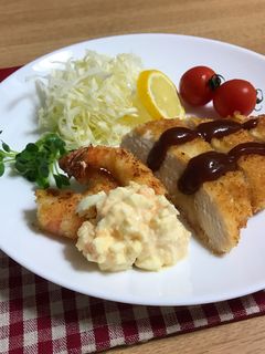 鶏むね肉のチキンカツとエビフライ-レシピのメイン写真