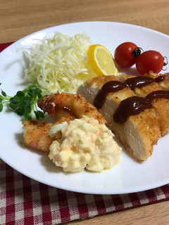 鶏むね肉のチキンカツとエビフライ-レシピのメイン写真
