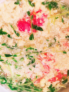 簡単!彩り野菜と春雨のふわふわ卵スープ-レシピのメイン写真