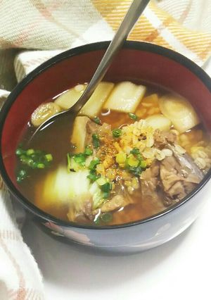 押麦入り☆鮪アゴ肉のホッとするスープ！-レシピのメイン写真