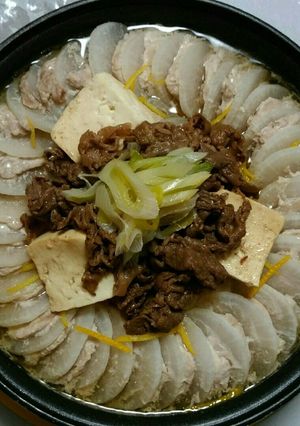 【大根と豚肉のミルフィーユ鍋肉豆腐のせ】-レシピのメイン写真
