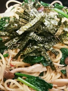 シメジとエノキとほうれん草の和風スパ-レシピのメイン写真