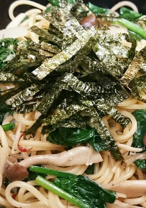 シメジとエノキとほうれん草の和風スパ-レシピのメイン写真