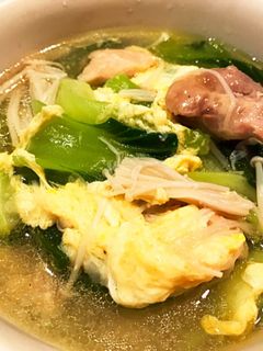 鶏肉と青梗菜の卵とじうまだしうどん-レシピのメイン写真