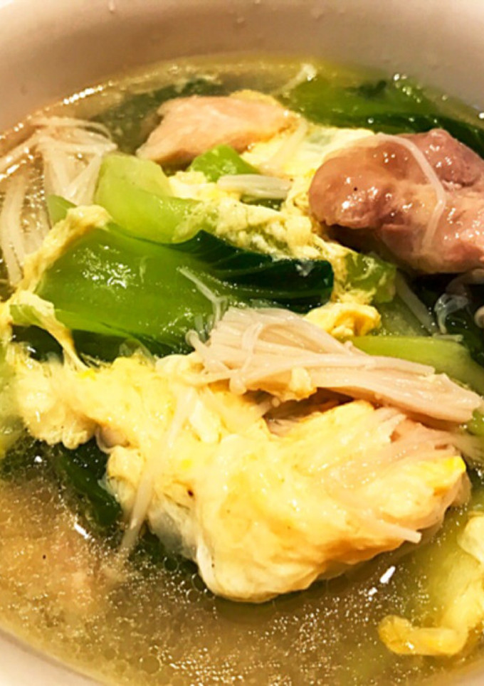 鶏肉と青梗菜の卵とじうまだしうどん-レシピのメイン写真