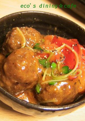 余った照り焼き肉団子のトママヨアレンジ♪-レシピのメイン写真