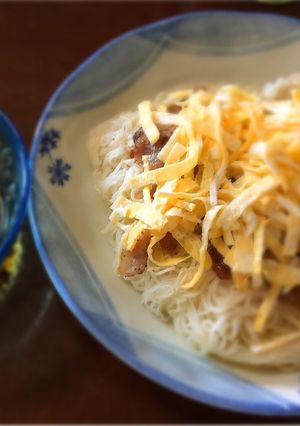 そうめん消化週間☆瓦そば風焼きそうめん-レシピのメイン写真