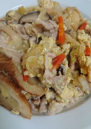 簡単。夕食!白菜と豚こま肉卵とじ-レシピのメイン写真