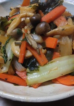 天然ヒラタケと野菜などのヘルシー油炒め-レシピのメイン写真