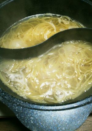 お鍋のシメに美味しい出汁でパスタ✨-レシピのメイン写真
