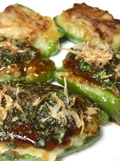 ピーマンのジャガ詰め お好み焼き風!-レシピのメイン写真