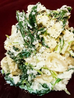 ☆明日葉☆と漬物たくわんのポテトサラダ♪-レシピのメイン写真