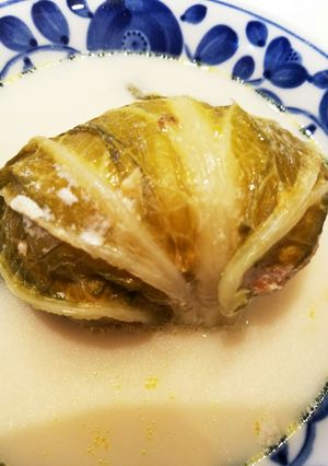鶏モモ肉のロール白菜　ミルクスープ風-レシピのメイン写真