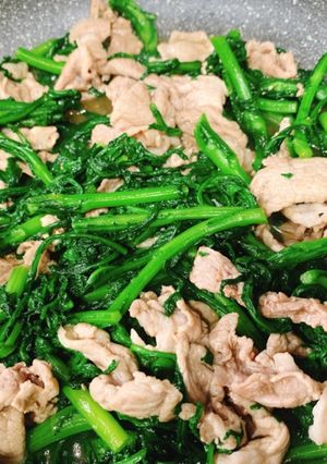 春菊と豚肉炒め-レシピのメイン写真