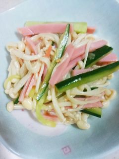 ハムとえのきとキュウリで中華風サラダ-レシピのメイン写真