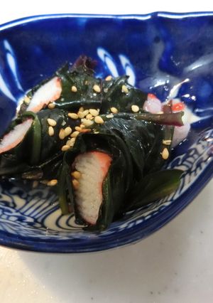 金時草とカニカマの酢の物-レシピのメイン写真
