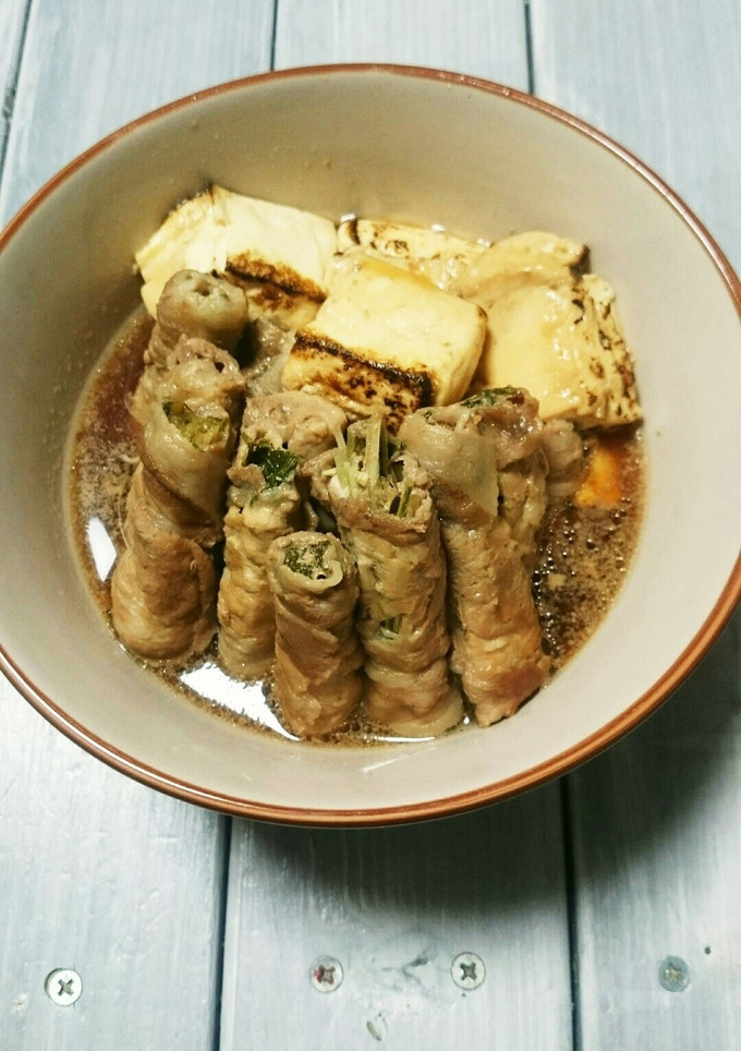 節約レシピ 水菜巻豚肉すき焼き風-レシピのメイン写真