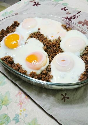 ぶたひき肉と卵のレンジでチン!-レシピのメイン写真