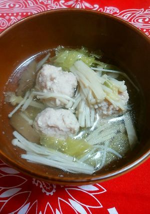 鶏とキノコのＷだし！鶏つみれ汁☆-レシピのメイン写真
