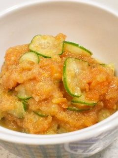 簡単明太子ときゅうりとおろし柿の和え物-レシピのメイン写真