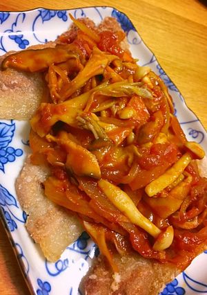 豚ロース焼き☆きのこたっぷりトマトソース-レシピのメイン写真
