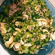 大根葉とひき肉のごま油炒め