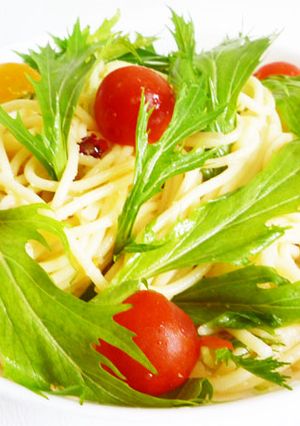 水菜とプチトマトとアンチョビの冷製パスタ-レシピのメイン写真