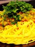 パッと出来る♬めかぶとなめ茸の納豆パスタ