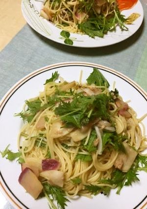 赤カブと水菜のたこわさパスタ。ゆず風味-レシピのメイン写真
