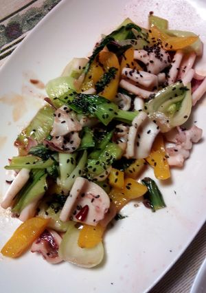 イカとチンゲン菜のにんにく醤油炒め-レシピのメイン写真