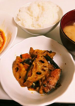 かぼちゃレンコンのバター醤油炒め-レシピのメイン写真